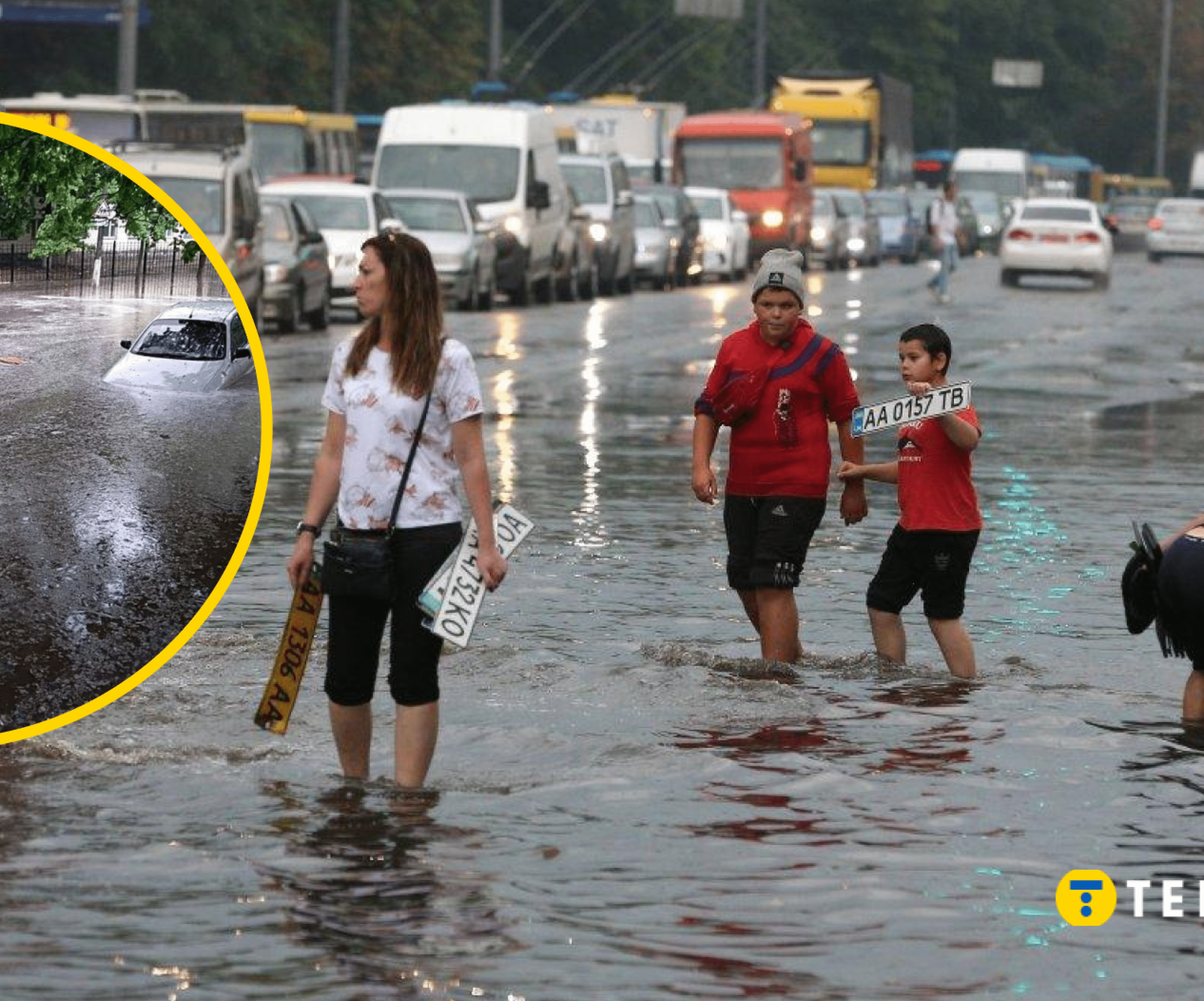 Сильные дожди в Киеве — водой залило улицы, авто плавают, потоп в  квартирах, видео - Телеграф