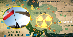 Карта, флаг Ирана, ракета