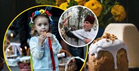 Ребенок, священник и пасхи