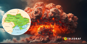 Ядерный взрыв и Украина на карте