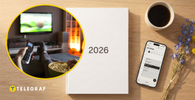 Человек перед телевизором, календарь