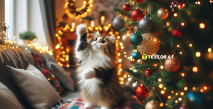 Кот играется в праздник