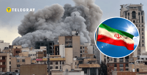 Взрыв и флаг Ирана