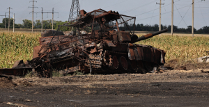 Уничтоженный российский танк