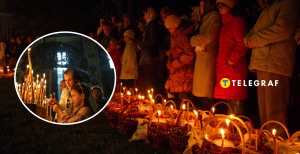 Украинцы на Пасху в церкви