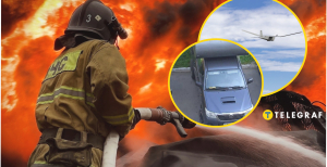 После атаки вспыхнул пожар