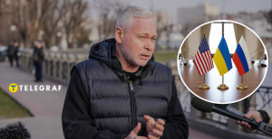 Игорь Терехов и флаги США, Украины, России