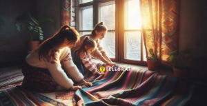 Дівчата утеплюють вікно