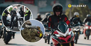 Мотоциклісти, військовий та поліція