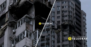 Последствия удара дрона в Киеве