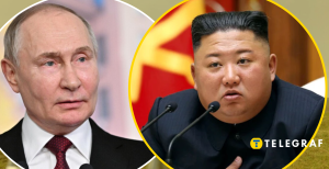 Володимир Путін та Кім Чен Ин (зліва направо)