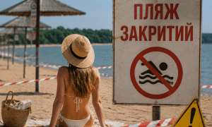 Девушка на закрытом пляже