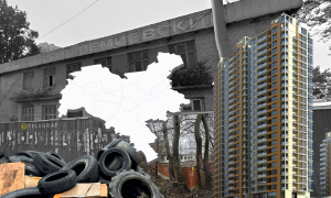 На арендованном под строительство участке складировали шины. Фото Колаж "Телеграфа"