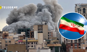 Взрыв и флаг Ирана