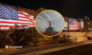 Прапори США та Ізраїлю на стінах Єрусалима, удари по Ірану