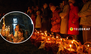 Украинцы на Пасху в церкви