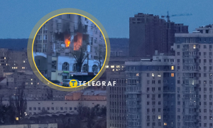 Пожежа після обстрілу в Києві