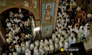 Прощание с патриархом Филаретом в Свято-Михайловском Златоверхом соборе