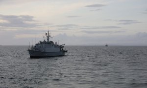 Український корабель під час навчань в Британії