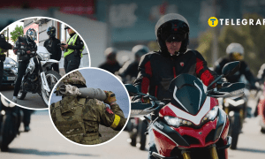 Мотоциклісти, військовий та поліція