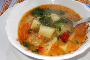 Картофельный суп с ячневой крупой