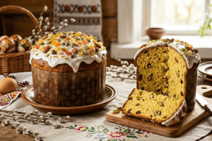 Паска з кардамоном, мигдалем та цукатами