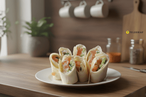 Лаваш із червоною рибою та огірком