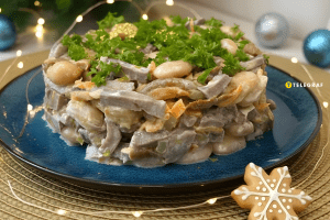 Салат з язиком та грибами на Новий рік