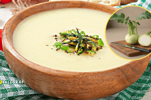 Суп-пюре з кольрабі з грибами