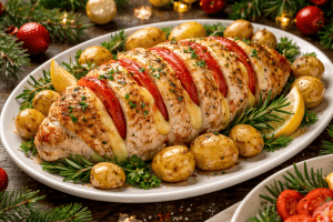 Новорічна індичка з сиром та помідорами: "соковите" свято на вашому столі (відео)