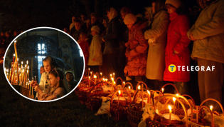 Украинцы на Пасху в церкви