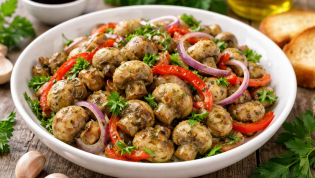 Салат из маринованных шампиньонов