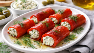 Рулетики из печеного перца со сливочной начинкой