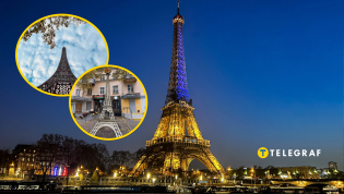 В знак солидарности самое известное здание Франции подсвечивали в цветах украинского флага