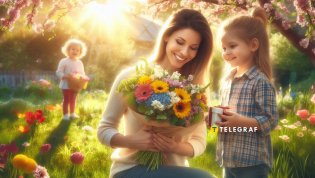 Маму поздравляют дети