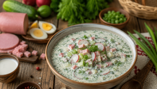 Окрошка с колбасой