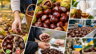 Каштаны осенью массово собирают на улицах и в парках