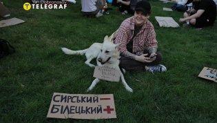 Протестующие принесли плакаты с фамилией Белецкого