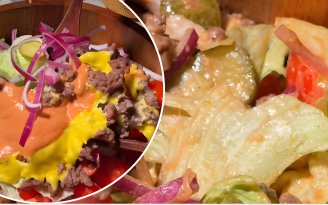 Вкусно как фастфуд, но без вреда для фигуры: рецепт салата "Чизбургер"