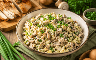Сытный салат с курицей и грибами: простой рецепт, покоряющий с первой ложки (видео)