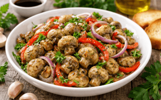 Шампиньоны, которые исчезают первыми: маринованный салат, которого всегда "мало" (видео)