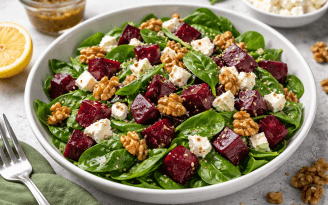 В таком виде свекла вам понравится: легкий салат со шпинатом и орехами (видео)