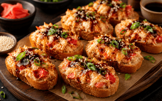 Брускетты со вкусом темпура-суши: хрустящая закуска, покоряющая с первого кусочка (видео)