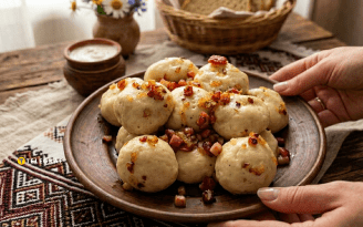 Полтавские галушки с курицей на пару: мягкое тесто, сочная начинка и хрустящая зажарка
