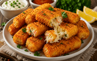 Нежные крабовые нагетсы с тягучей серединкой: закуска, которая покоряет с первого кусочка (видео)
