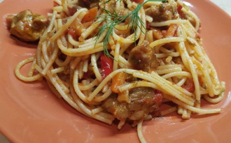 Узбекский плов с макаронами