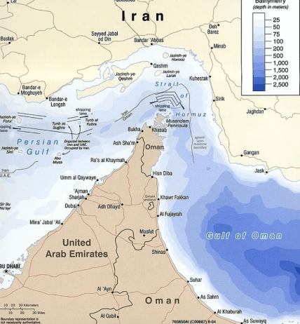 Ормузька протока на карті