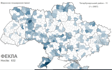 Карта распространения имени Фекла в Украине
