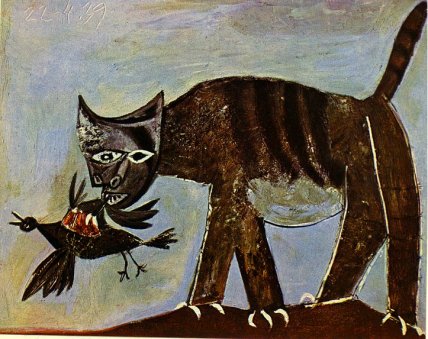 Кошка, пожирающая птицу, Пабло Пикассо. Фото wikiart.org