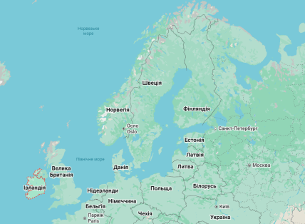 Мапа світу з позначеною Ірландією